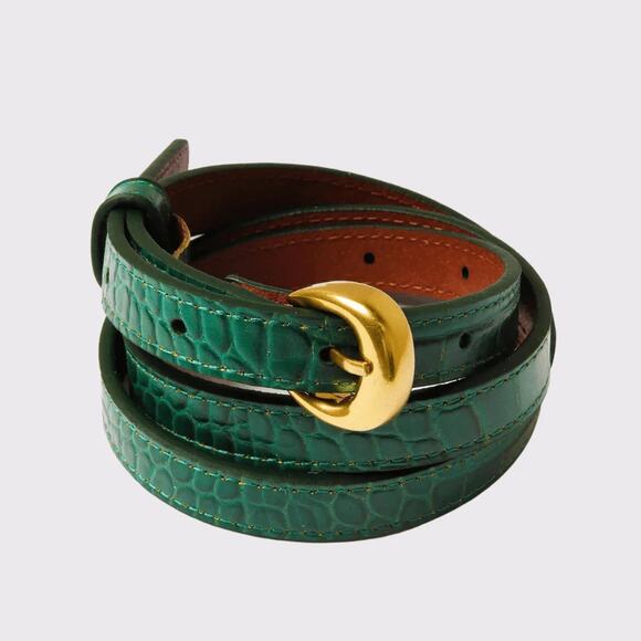 Frame Petite Timeless Buckle Belt Pine Croc Green with Gold Hardware - Picture 8 of 8
